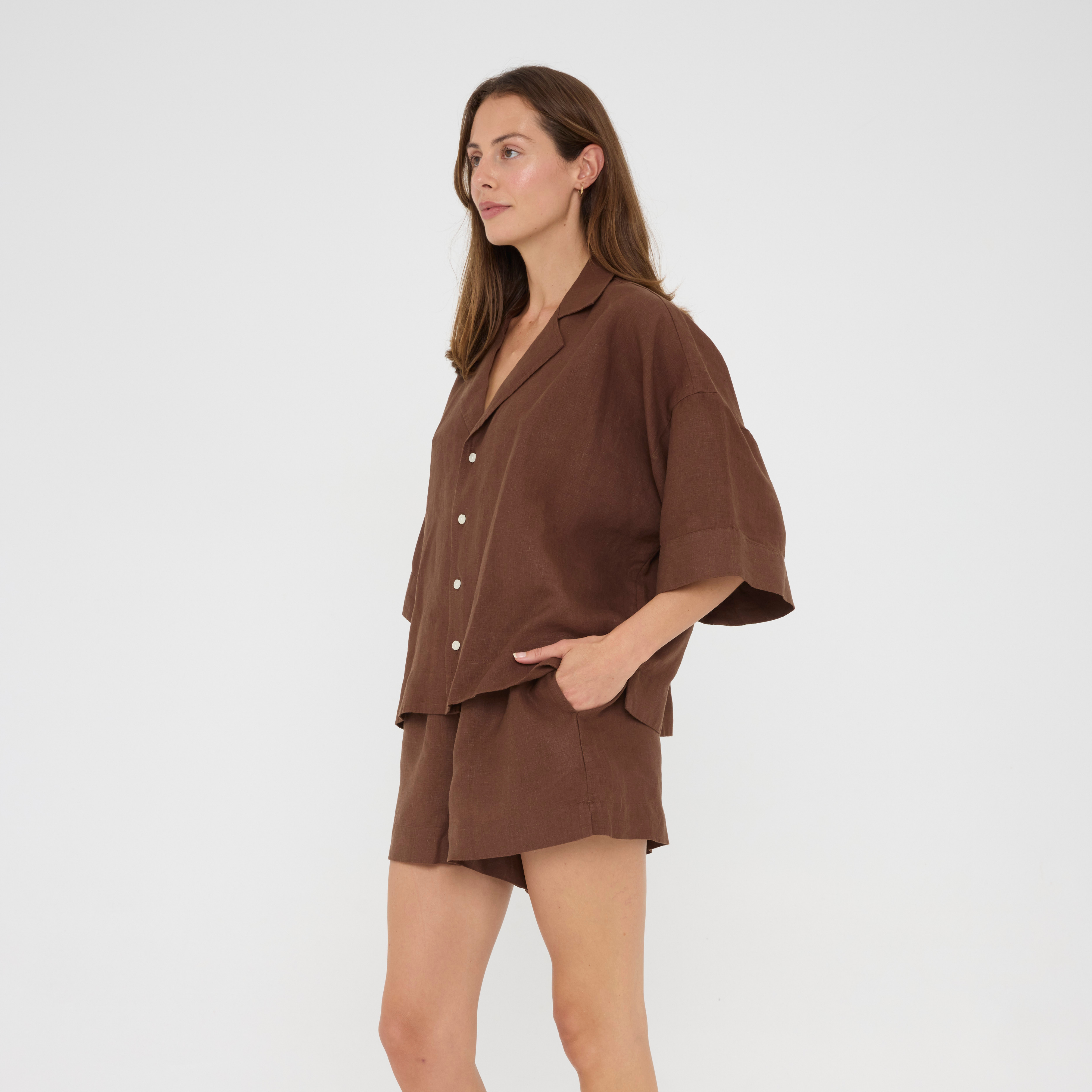 Chocolate Relaxed Linen Loungewear Set