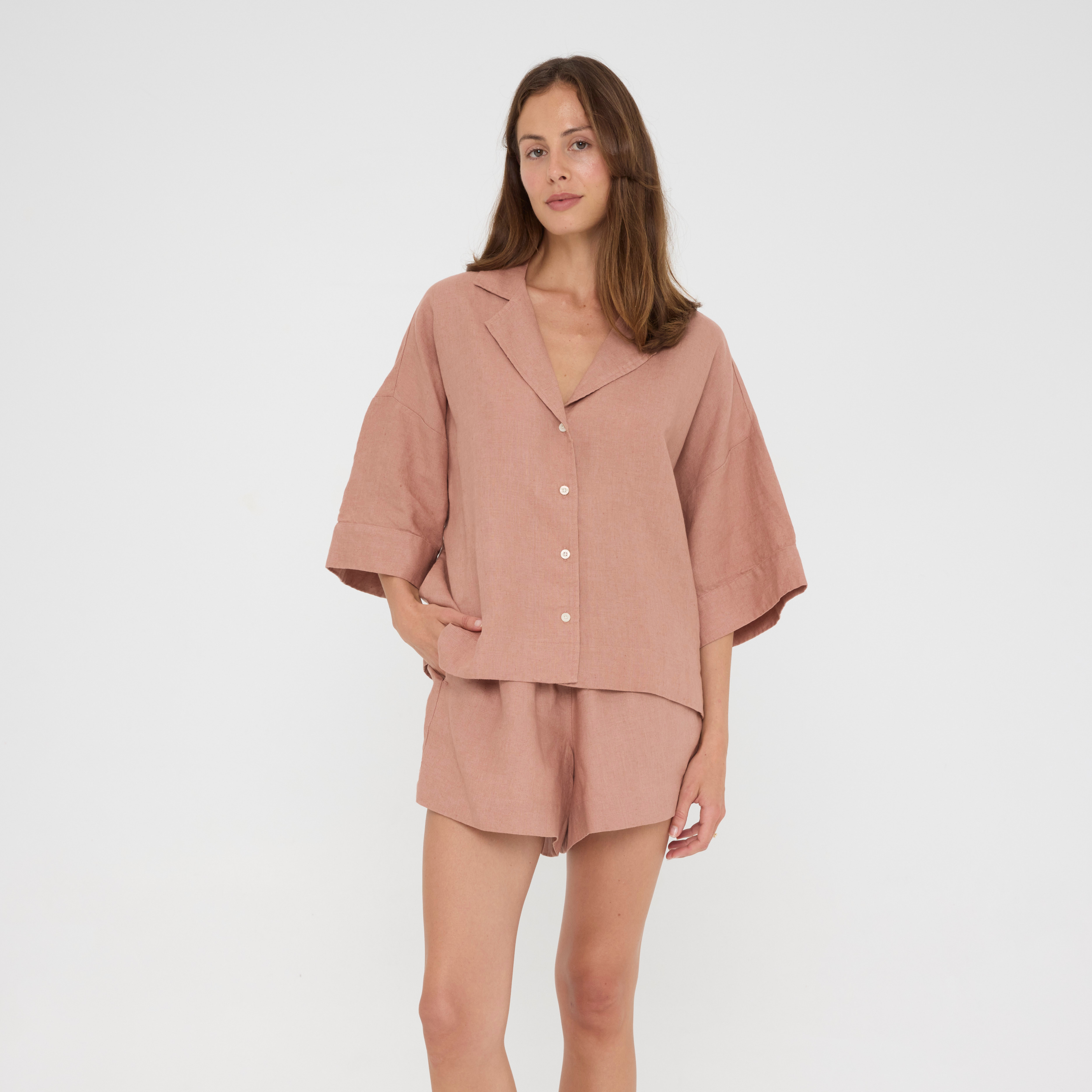 Clay Relaxed Linen Loungewear Set
