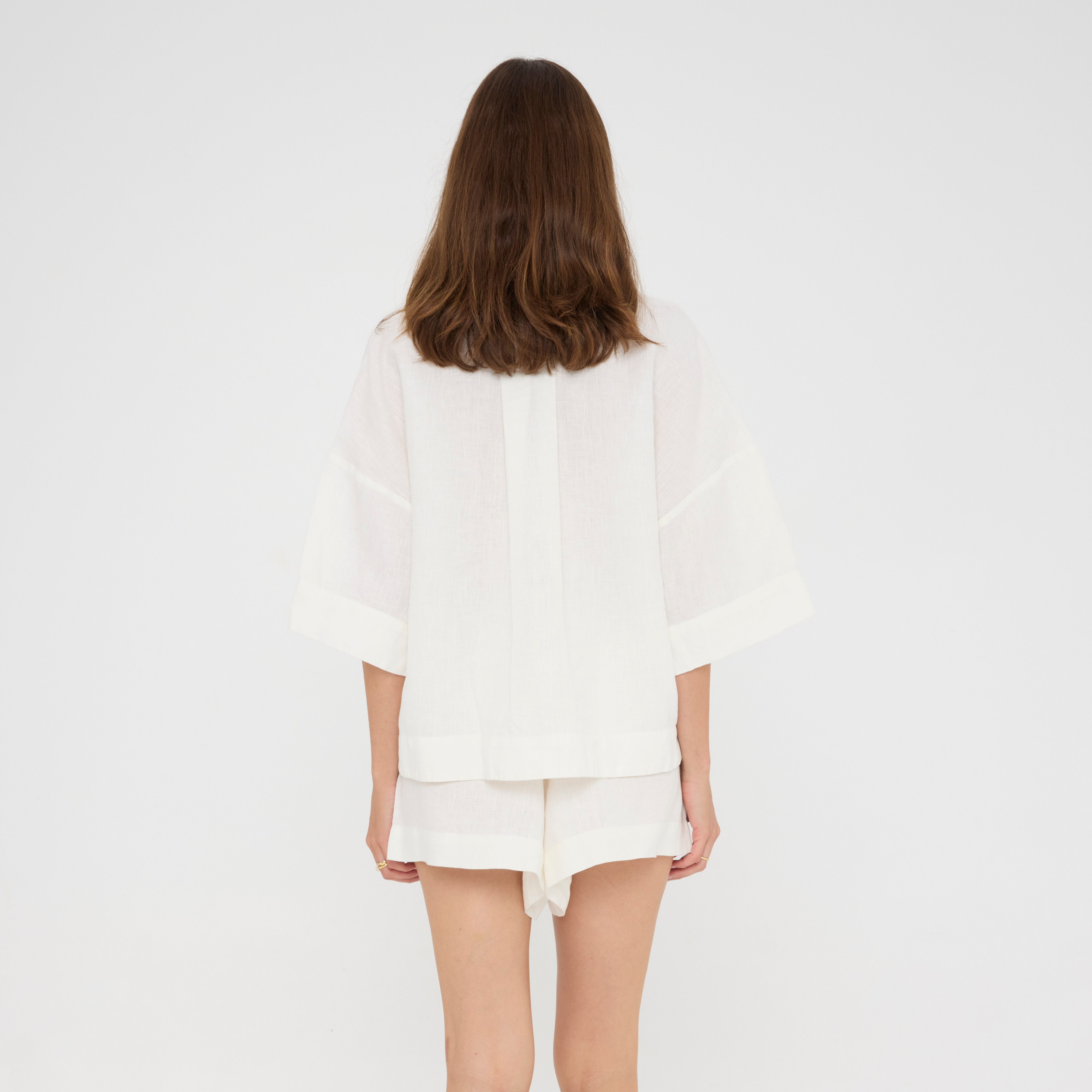 White Relaxed Linen Loungewear Set