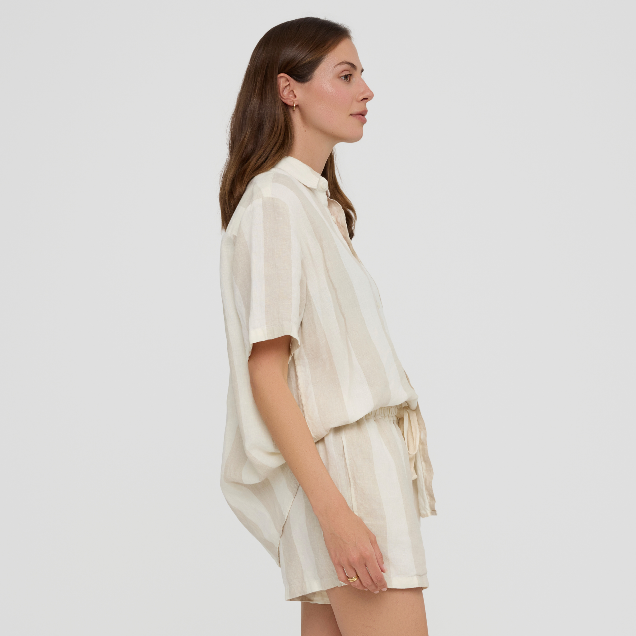 Milk and Honey Wide Striped Linen Pyjama Set