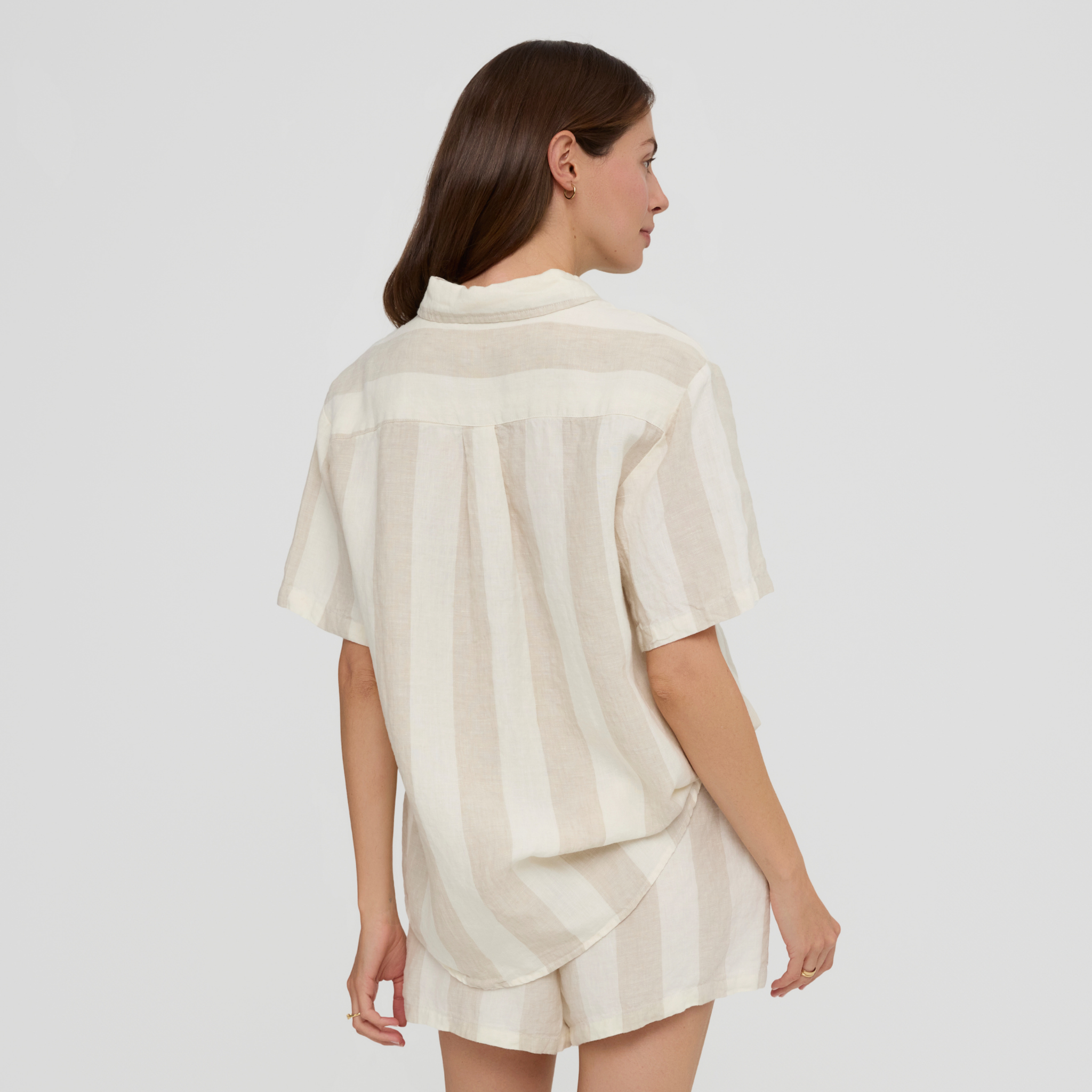 Lightweight linen sleep top for women – button down style