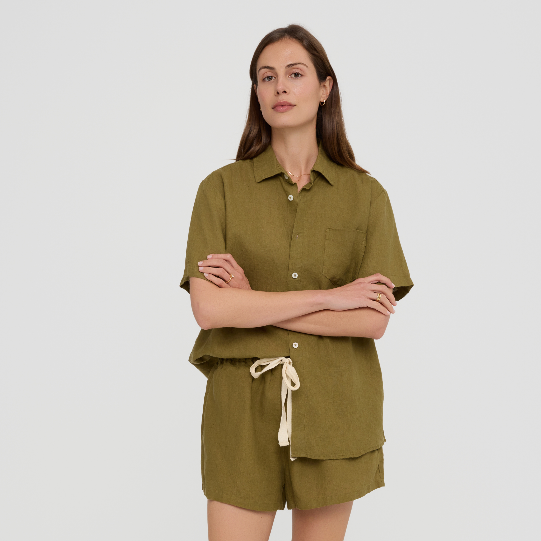 Olive Linen Pyjama Set