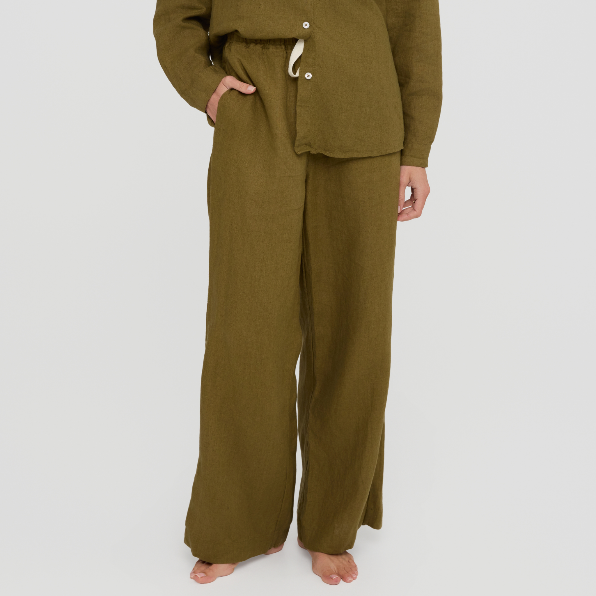Relaxed fit linen loungewear pants for women