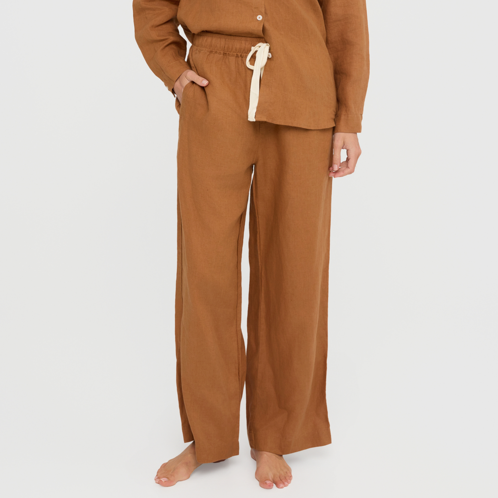 Lightweight linen pyjama pants with adjustable waistband