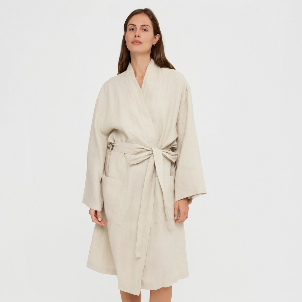 Relaxed fit linen robe made from European Flax linen
