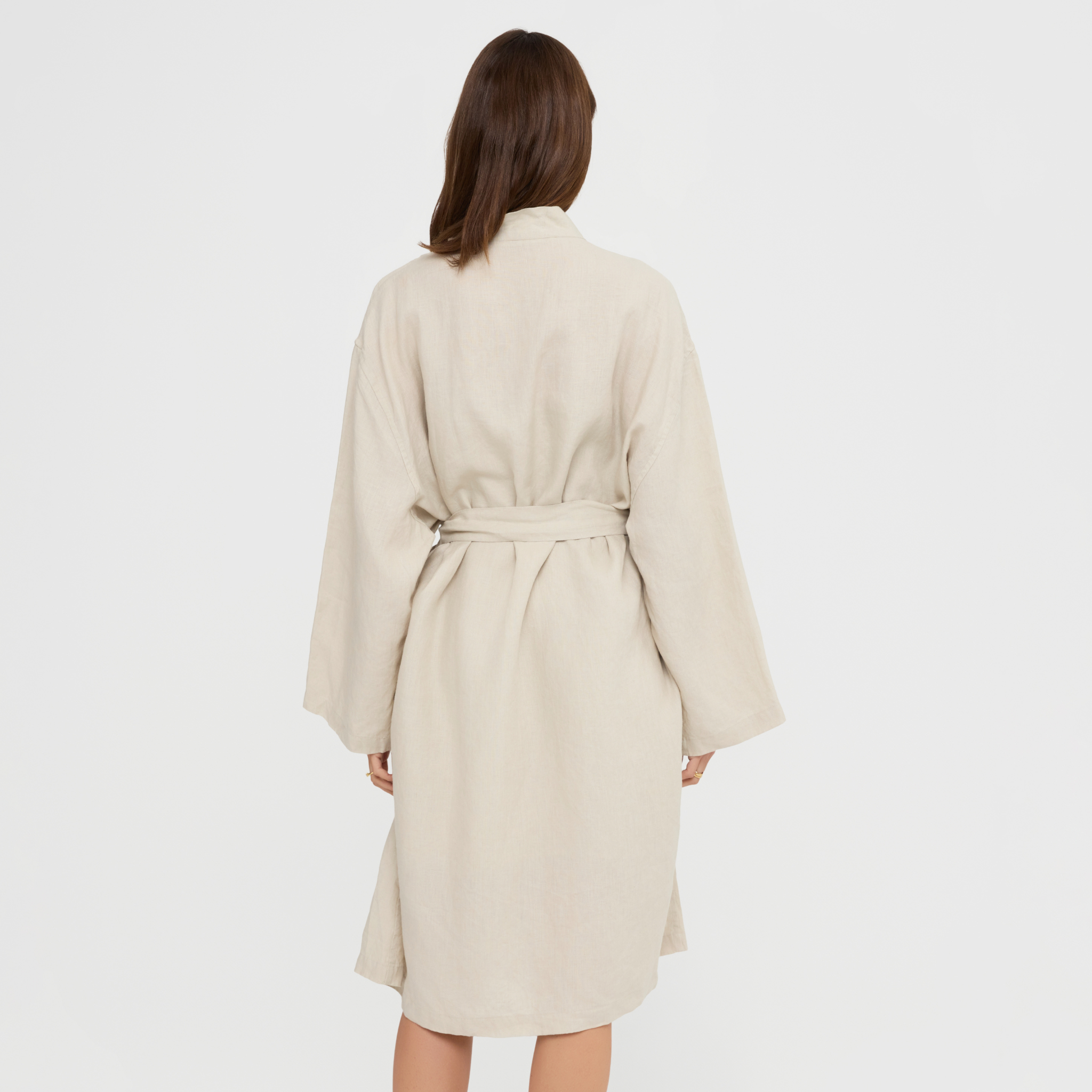 Soft linen robe for layering over sleepwear or loungewear