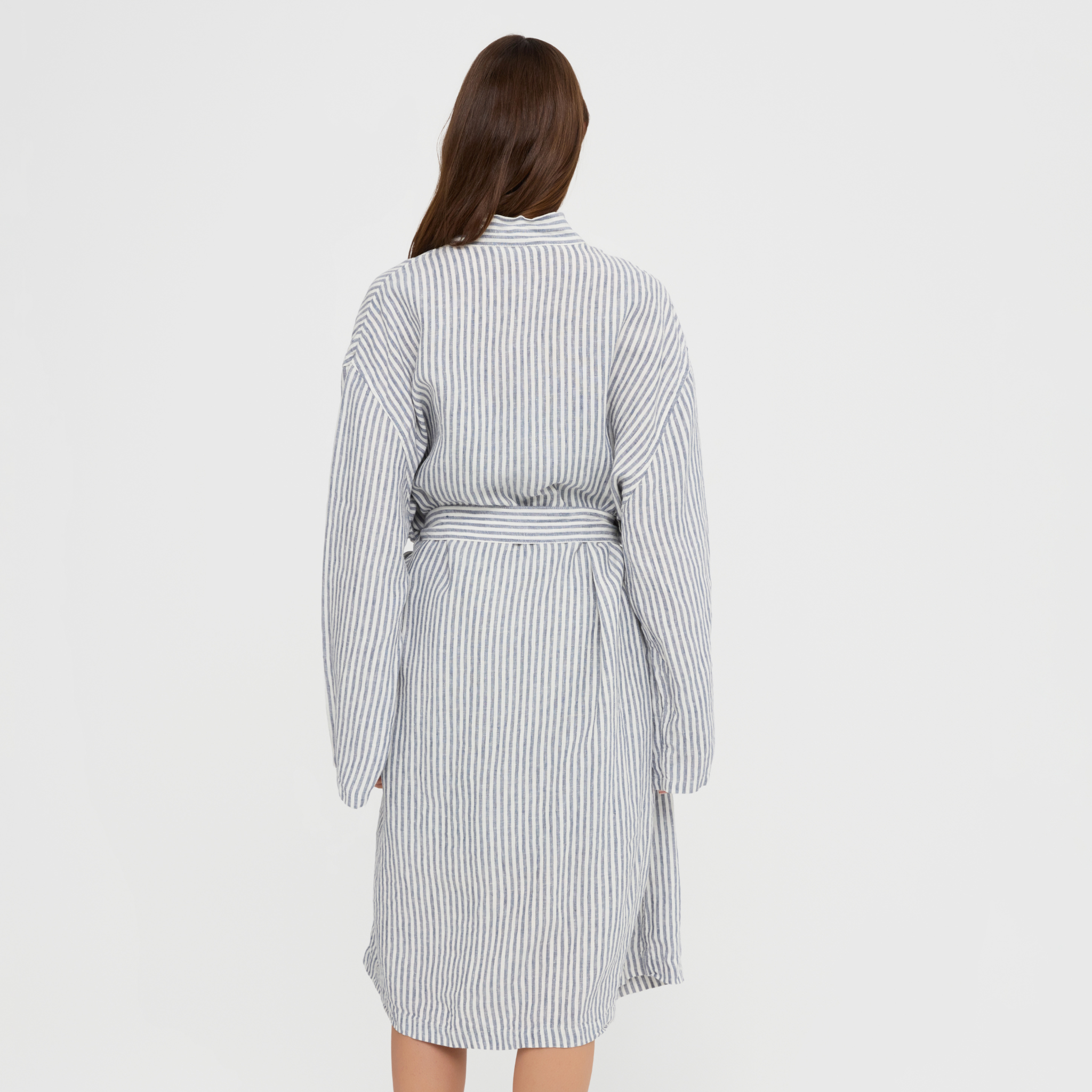 Lightweight linen robe with deep pockets and belt closure