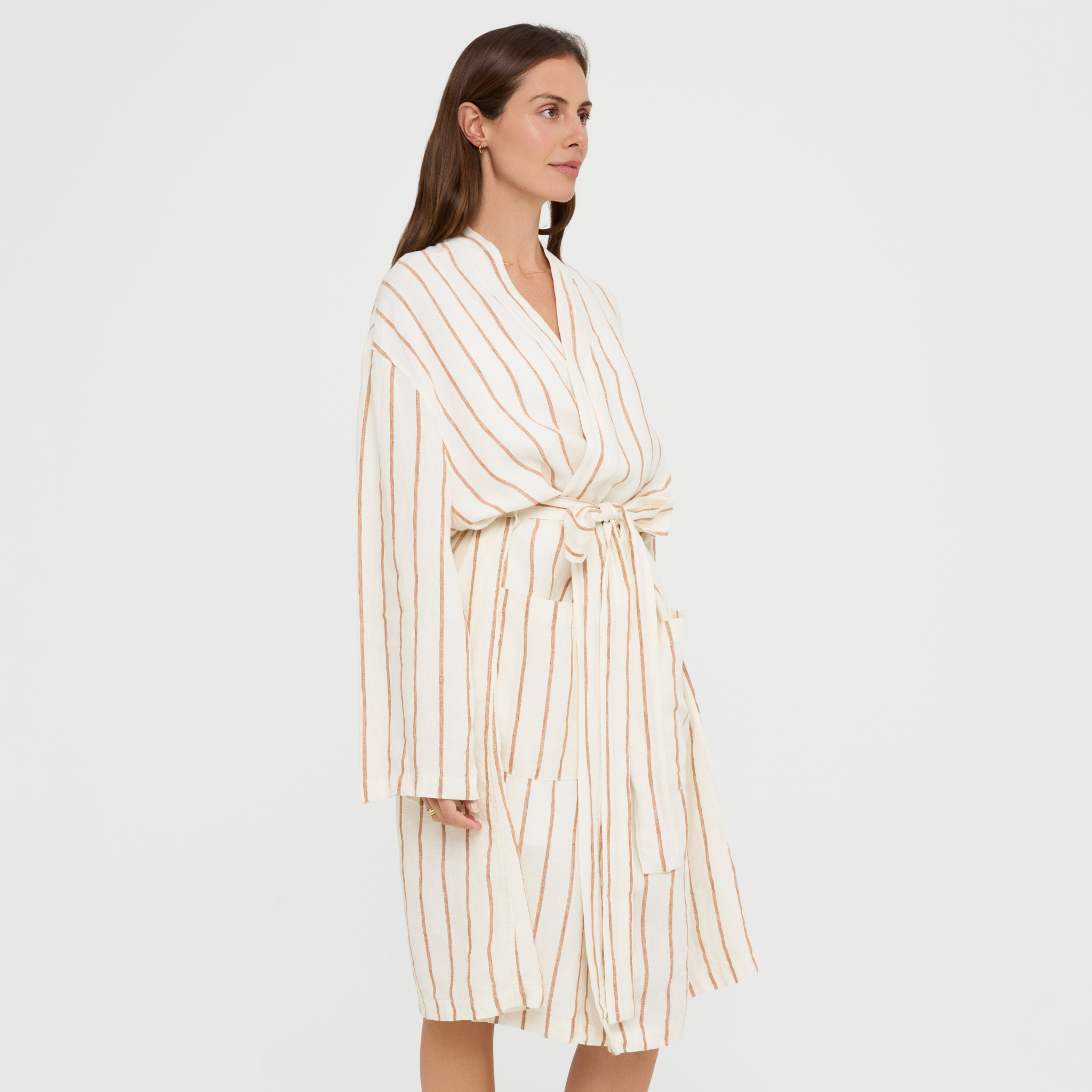 Lightweight linen dressing gown for lounging
