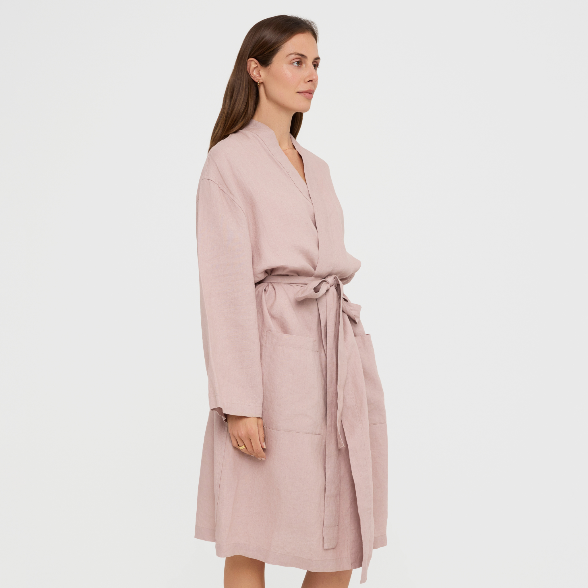 Soft linen robe for layering over sleepwear or loungewear