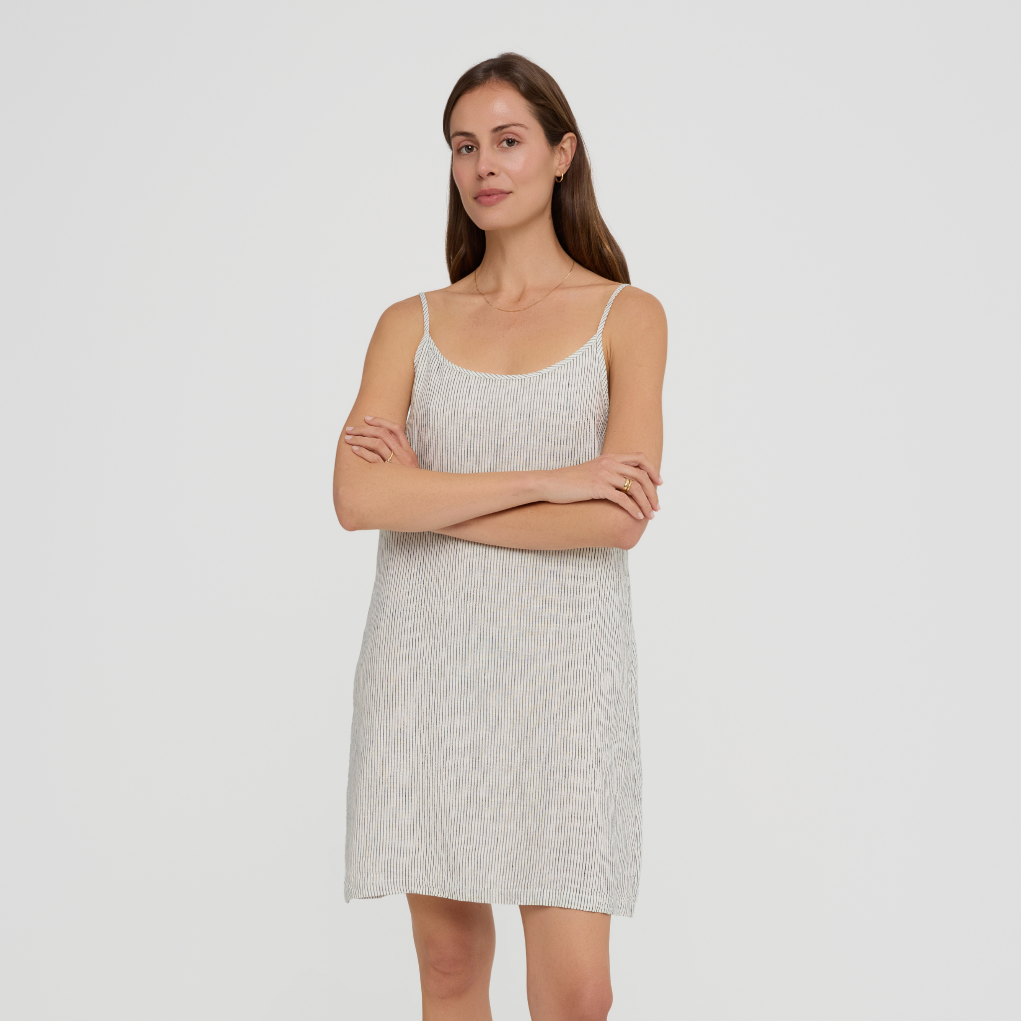 Comfortable linen pyjama dress for lounging and sleep
