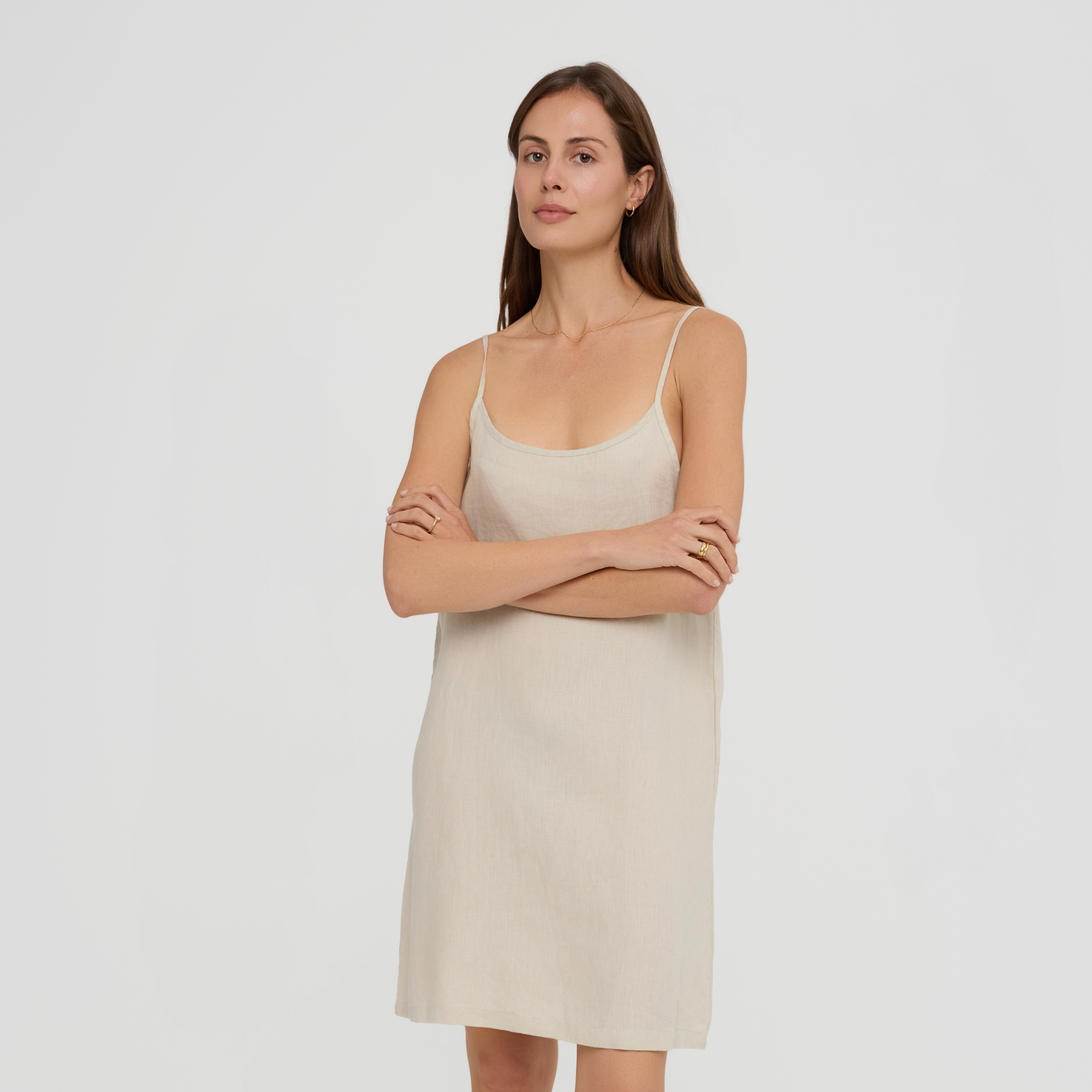 Linen slip pyjama dress for women