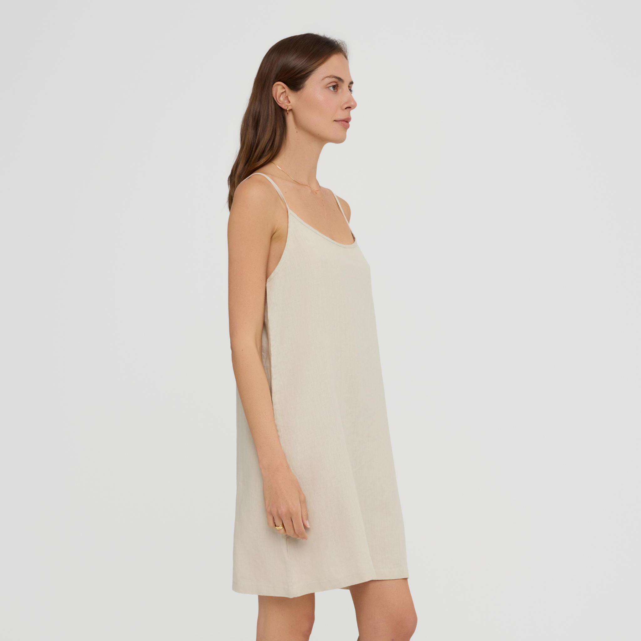 Breathable linen sleep dress with adjustable straps