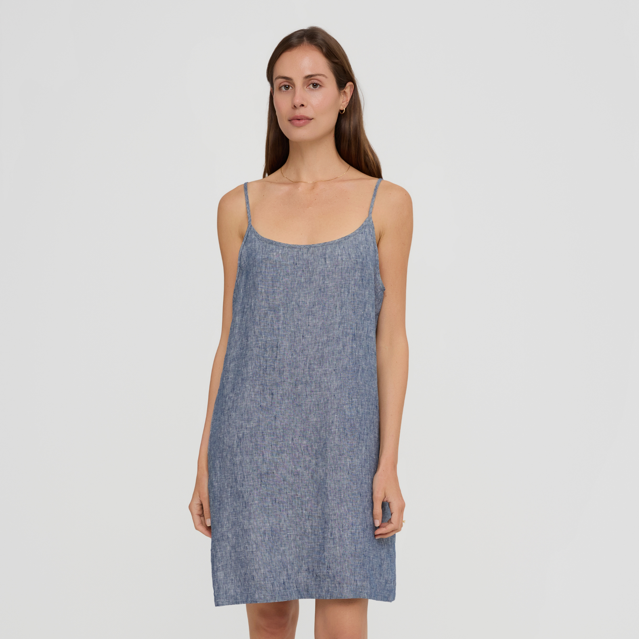 Denim Linen Slip Dress Denim Linen Slip Dress