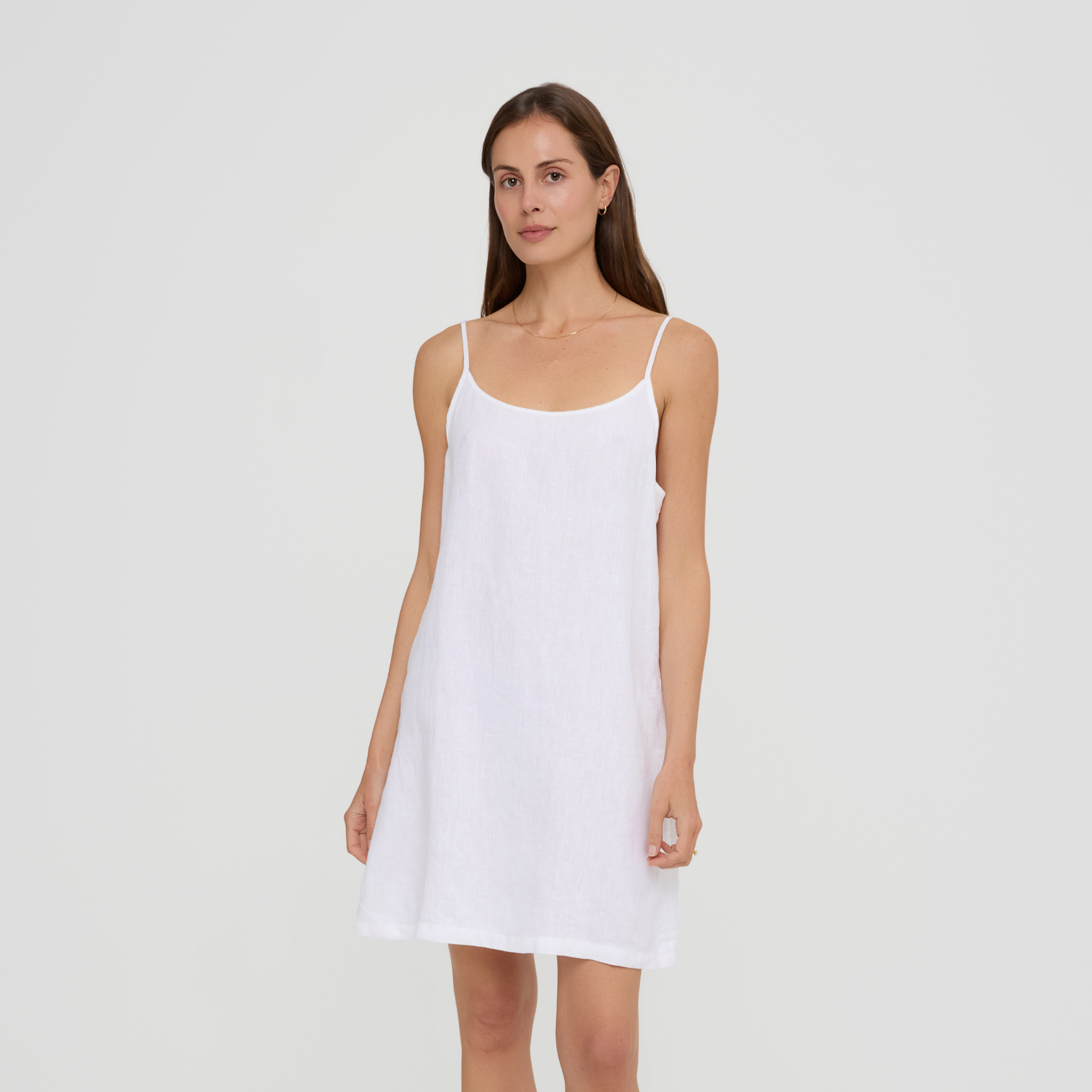 Relaxed fit linen pyjama dress for women