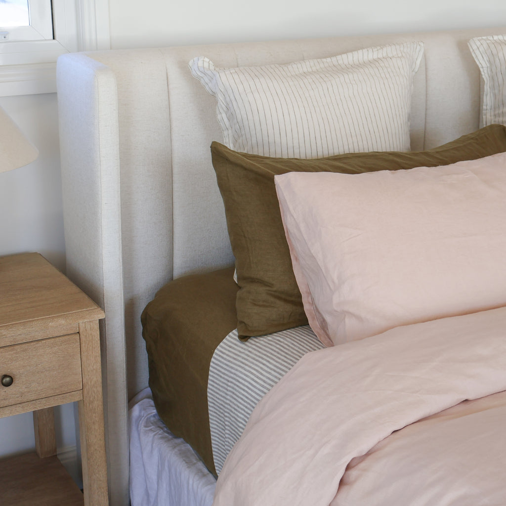 Three Ways to Style Our Olive Linen Sheets - Linen Social