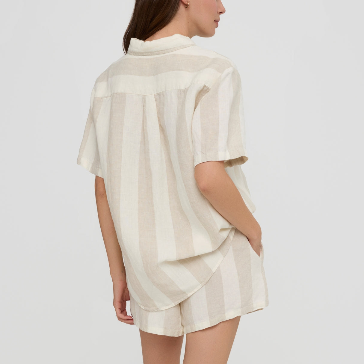 Milk and Honey Wide Striped Linen Pyjama Short