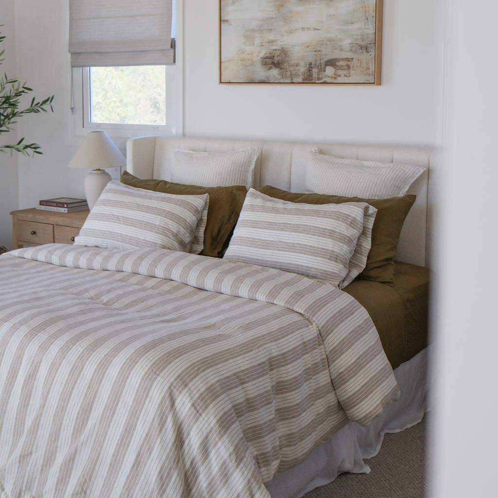Three Ways to Style Our Olive Linen Sheets - Linen Social