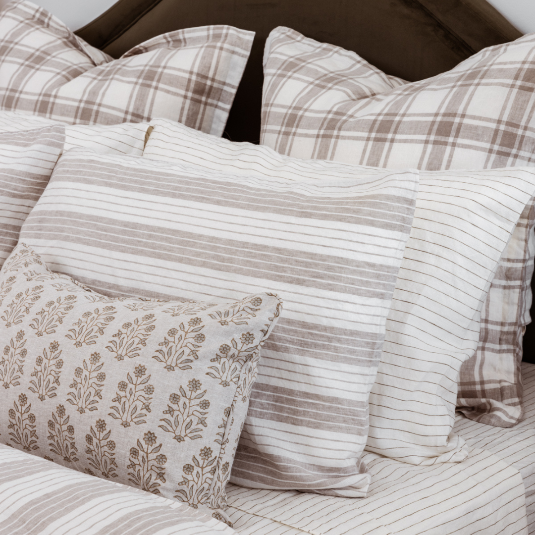 Milk And Honey Chester Striped King Linen Pillowcase (Set of 2)