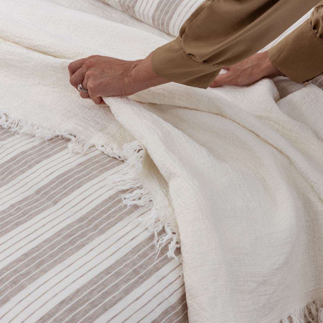 Ivory Coastal Linen Throw