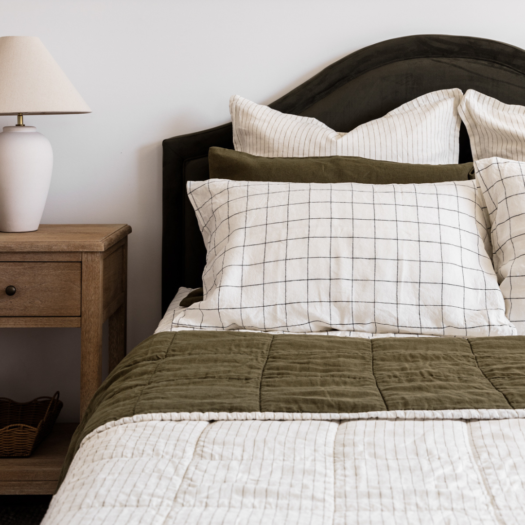 charcoal grid pattern standard pillowcase