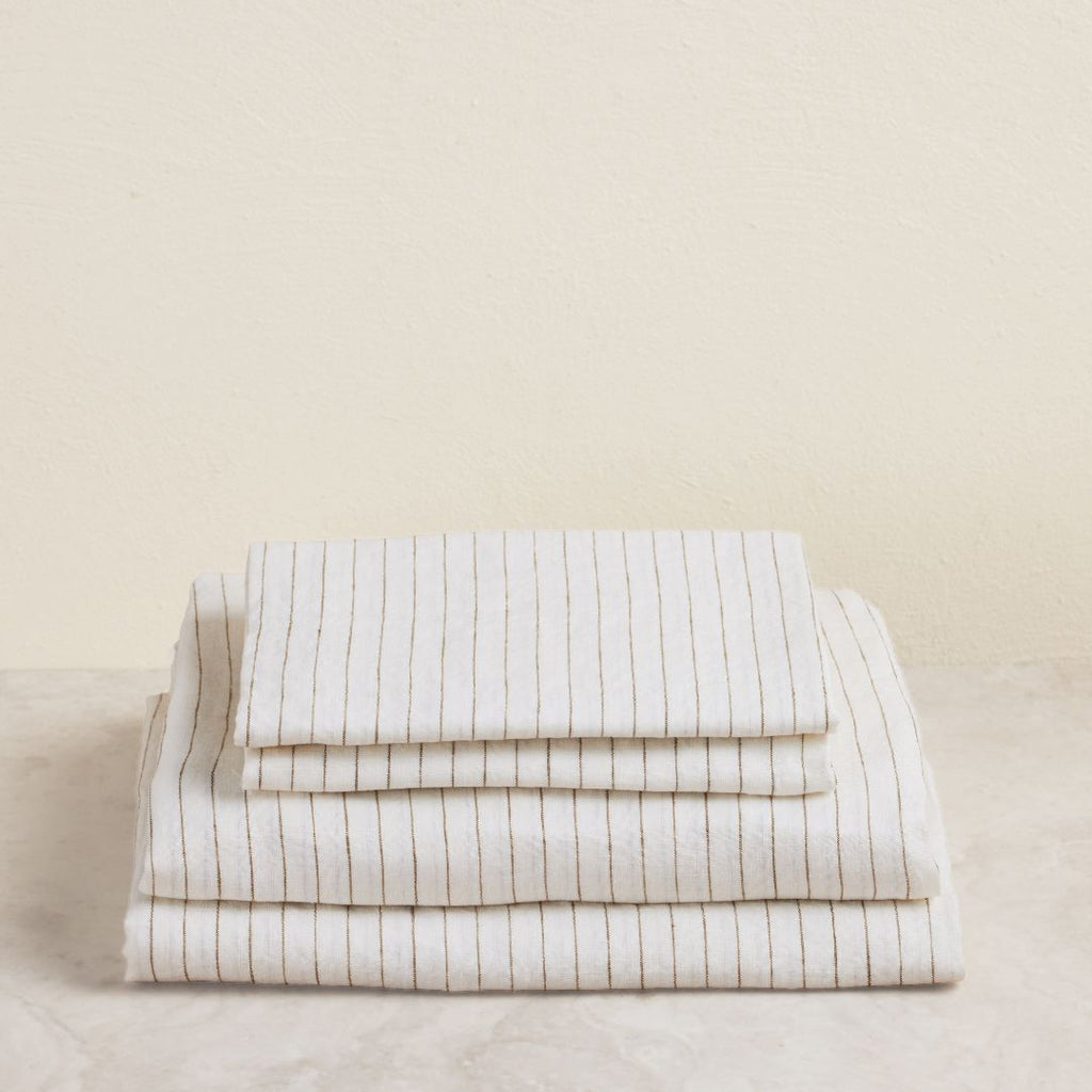 Olive Pencil Striped Sheet Set