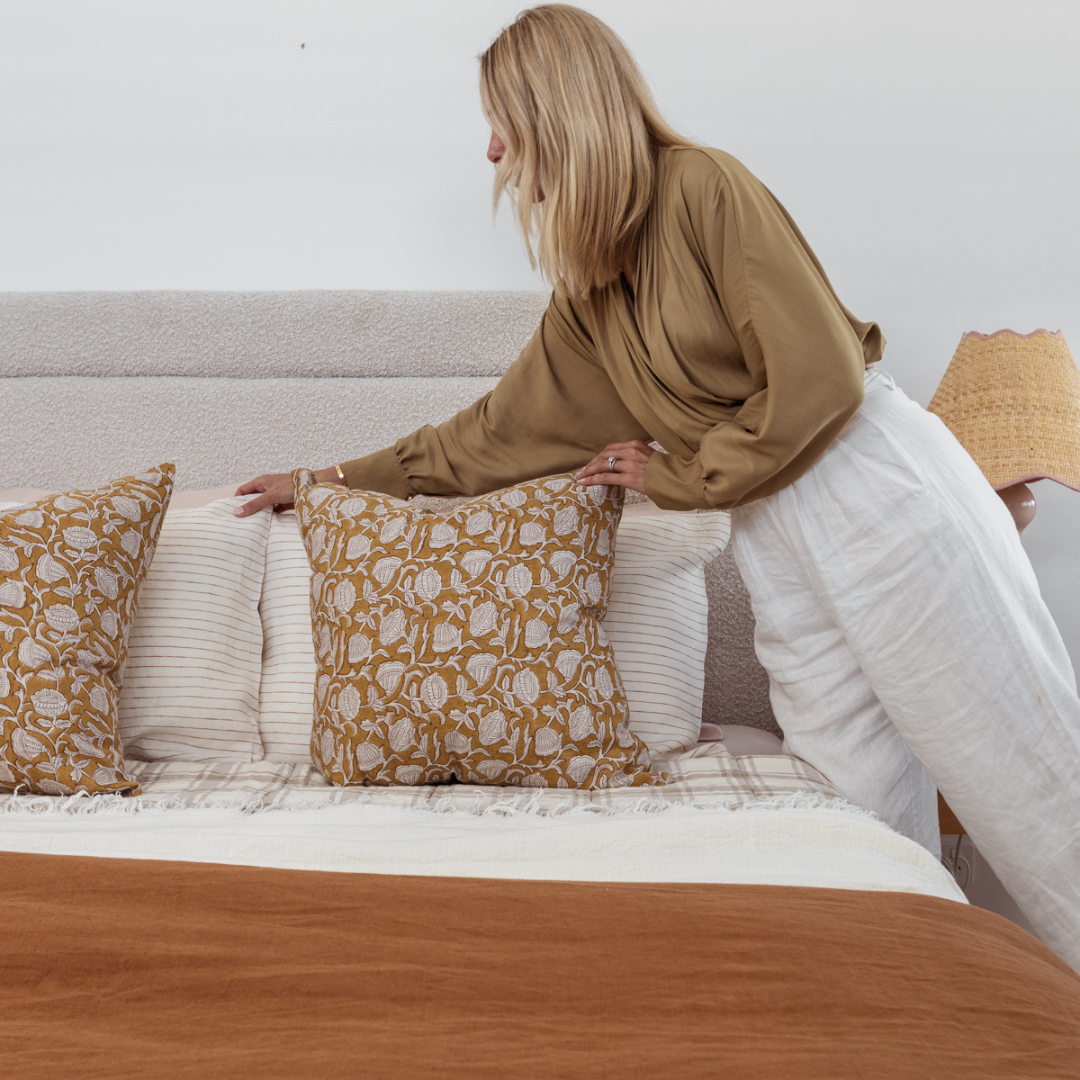 Beige and white check Plaid Quilt Cover