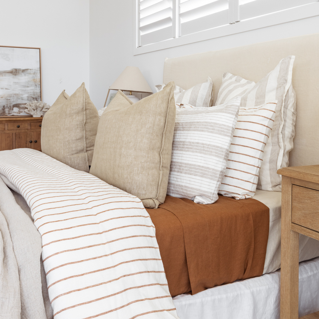 Milk And Honey Chester Striped King Linen Pillowcase (Set of 2)