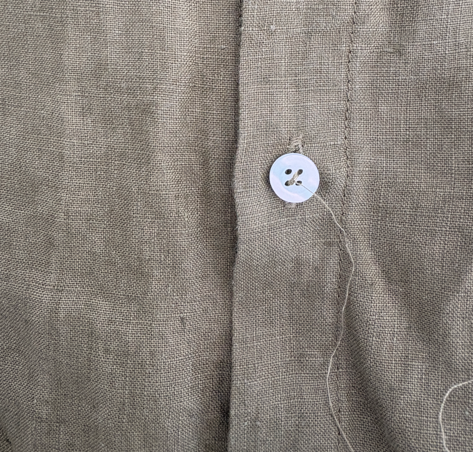 Olive Linen Pyjama Shirt - I'm Not Perfect!