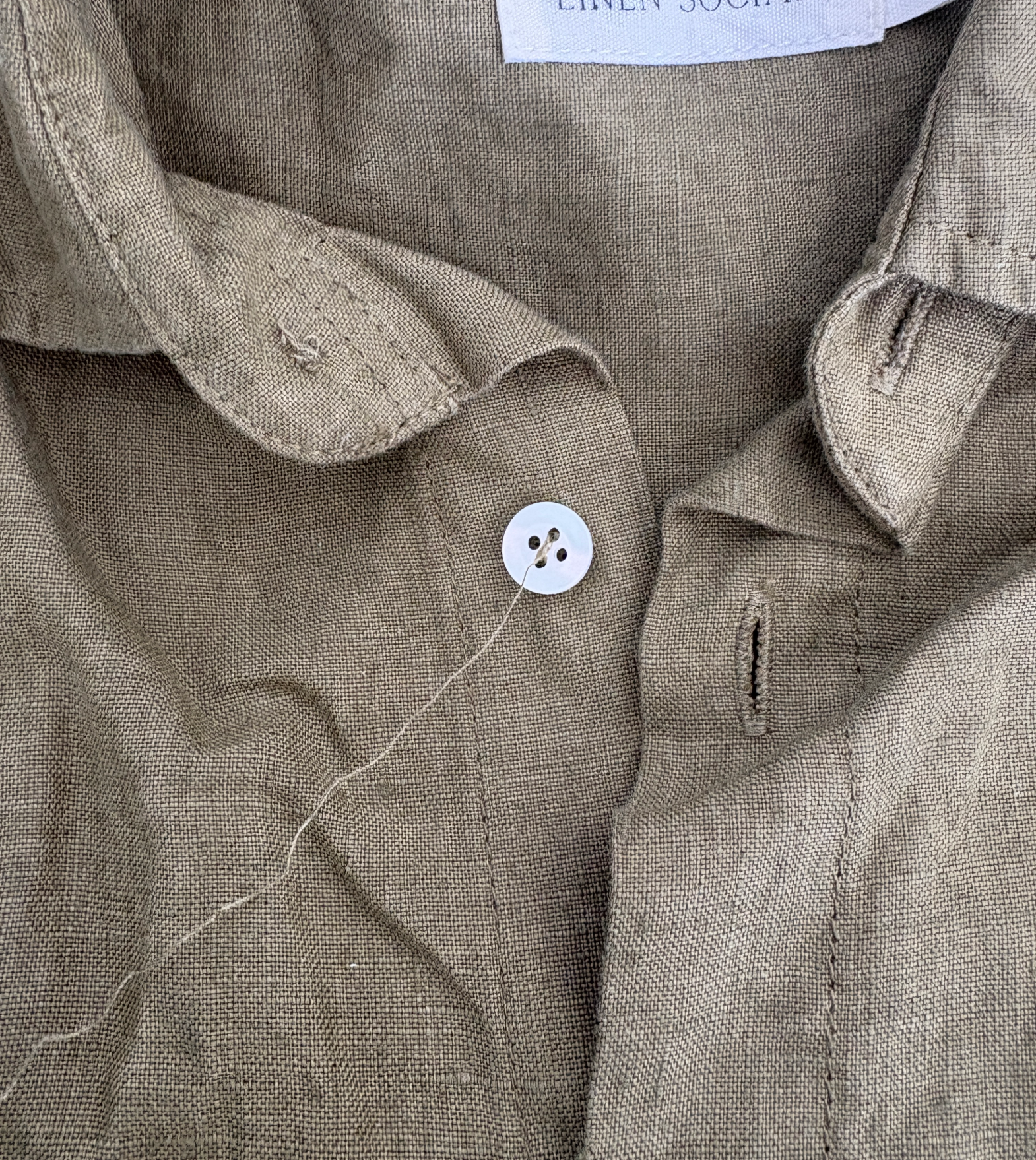Olive Linen Pyjama Shirt - I'm Not Perfect!