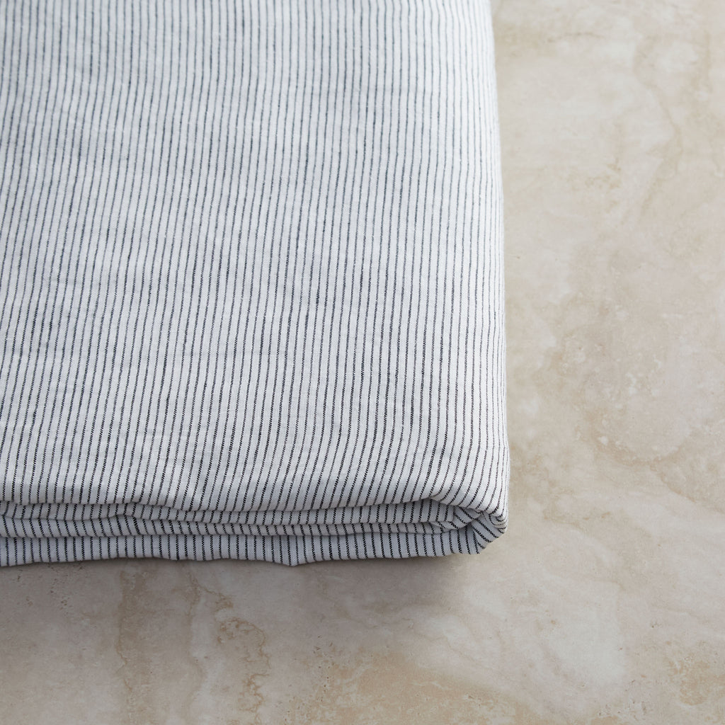 Ash Pinstriped Linen Social Bedding