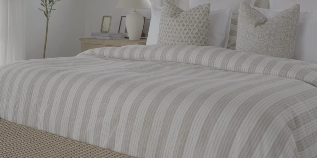 Linen Social Milk and Honey Chester Stripe Duvet Set 
