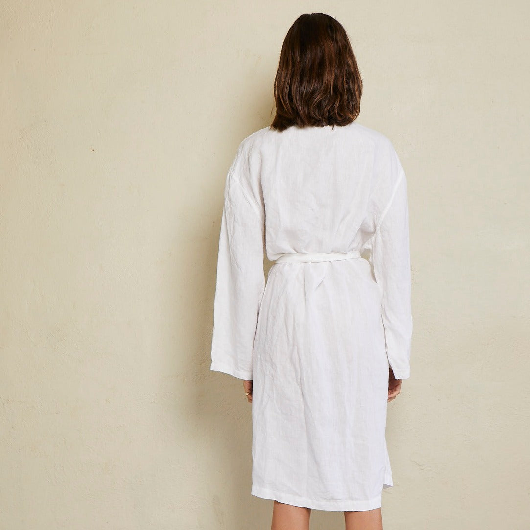 Linen Social - White Linen Robe