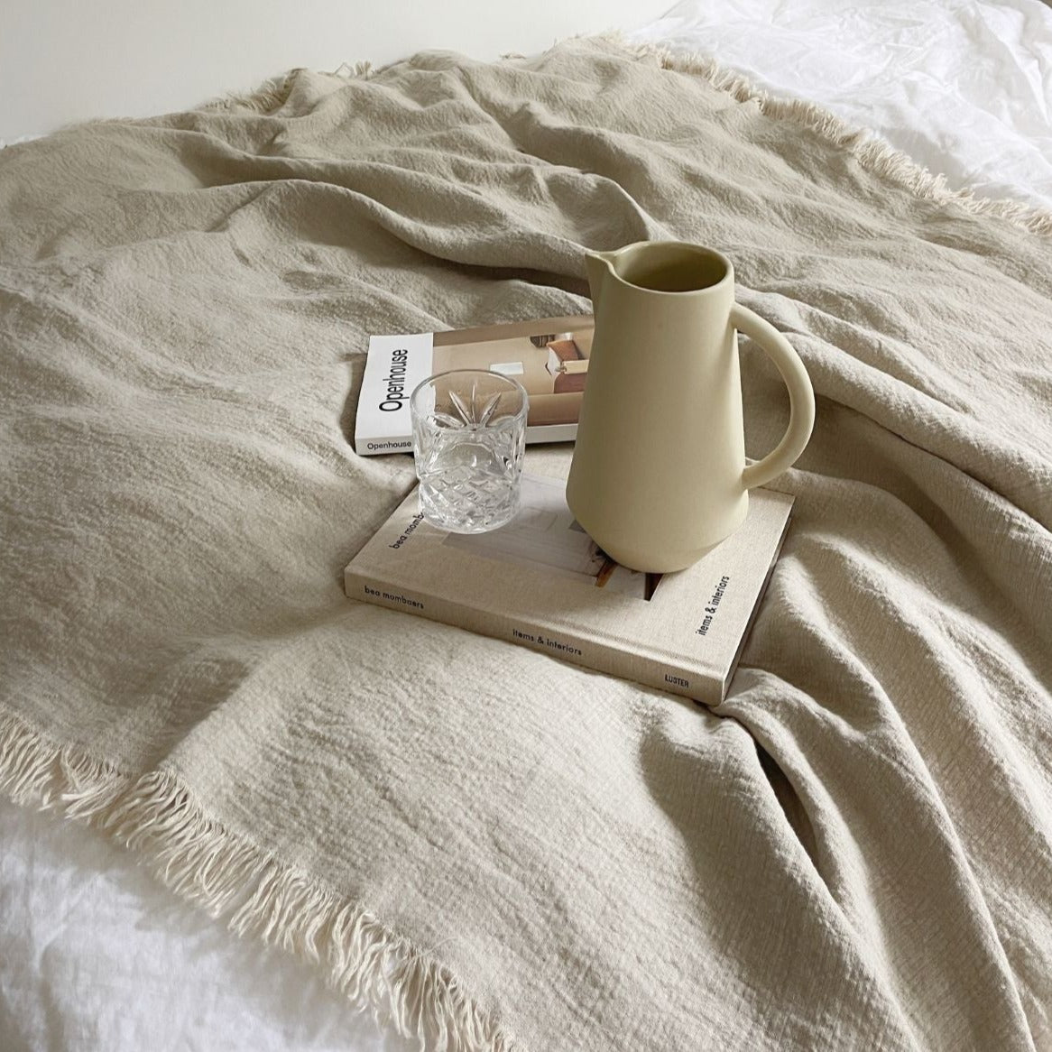 Natural Linen Throw Blanket