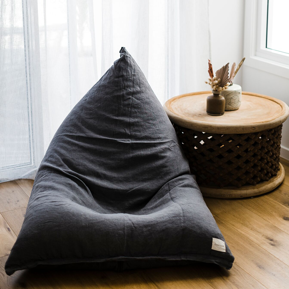 Linen Bean Bag Charcoal Linen Social